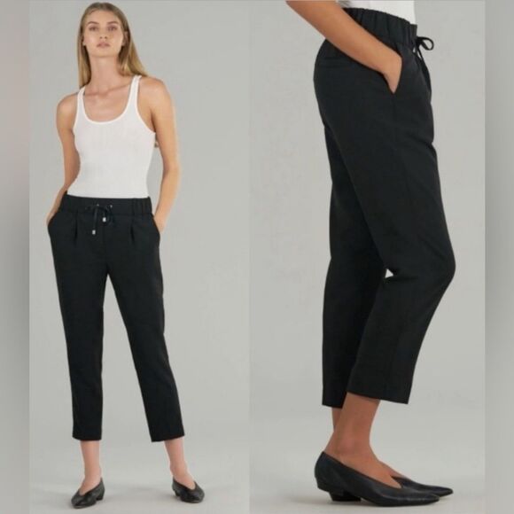 NWT ATM ANTHONY THOMAS MELILLO Cropped Black Twill Drawstring Ankle Pants - Picture 1 of 9